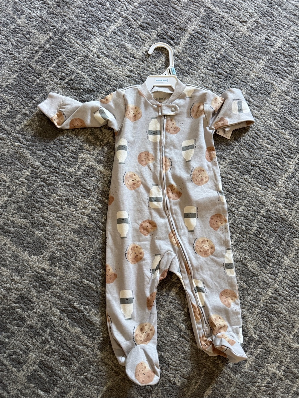 Carter's Neutral Cookie & Milk Print Zipped Footie